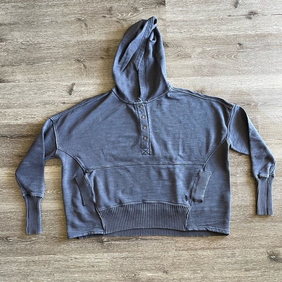 Free People Gray Hooded Sweatshirt - Picture 1 of 8